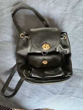 Black Coach pebbled leather mini turnlock rucksack